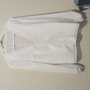 Shein Lacy off whit long sleeve top